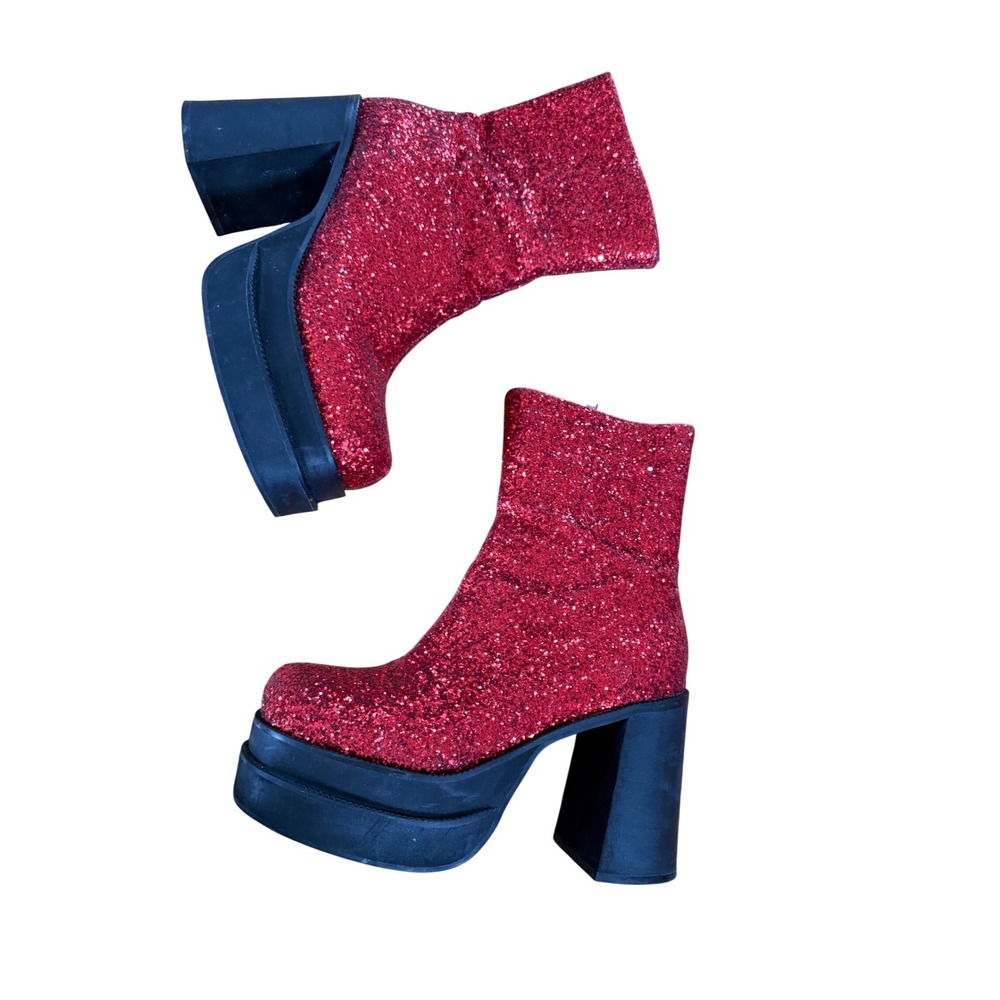 Trickz N' Treatz Mystical Sparks Platform Boots in‎ red glitter